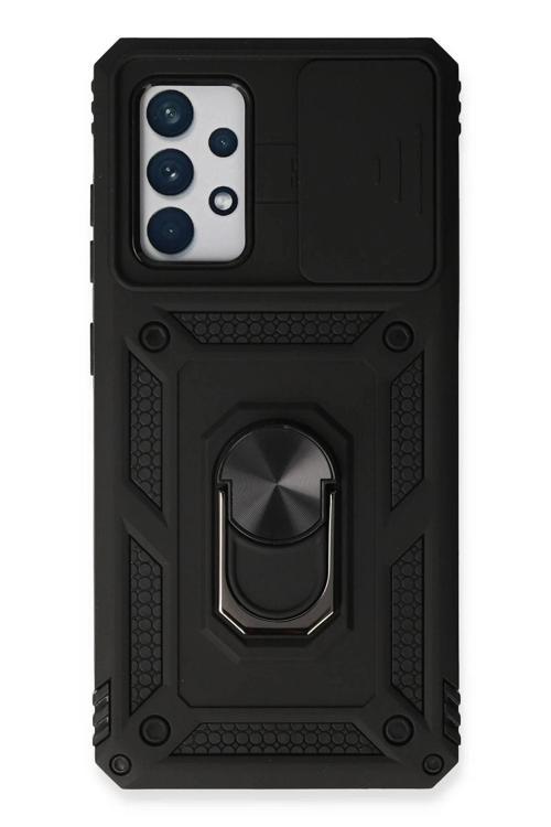 Samsung Galaxy A53 5G Kılıf Pars Lens Yüzüklü Silikon - Siyah-(5796)