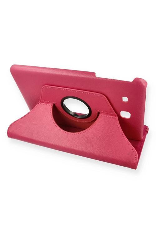 Samsung Galaxy T560 Tab E 9.7 Kılıf 360 Tablet Deri Kılıf - Pembe-(5796)