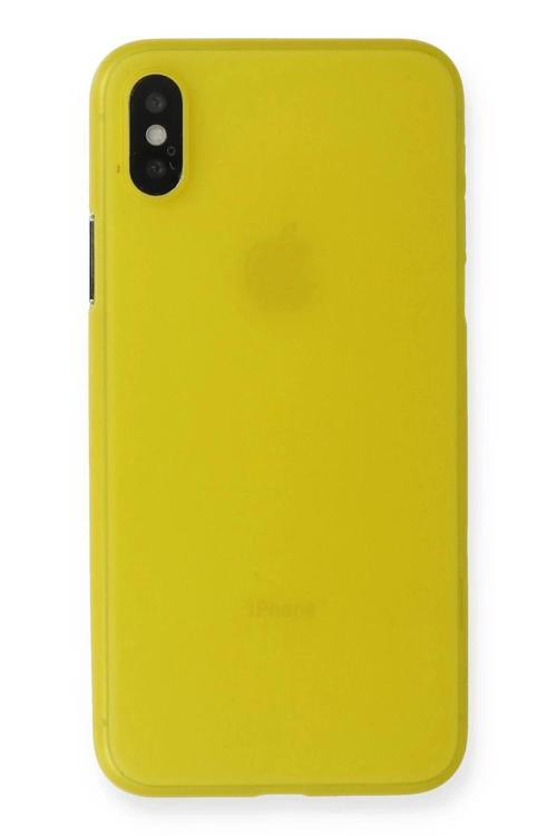 iPhone X Kılıf PP Ultra İnce Kapak - Sarı-(5796)