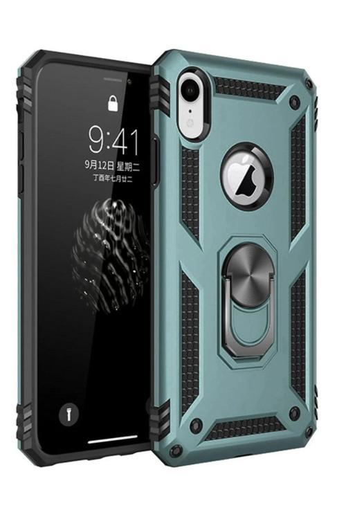 iPhone XR Kılıf Sofya Yüzüklü Silikon Kapak - Yeşil-(5796)