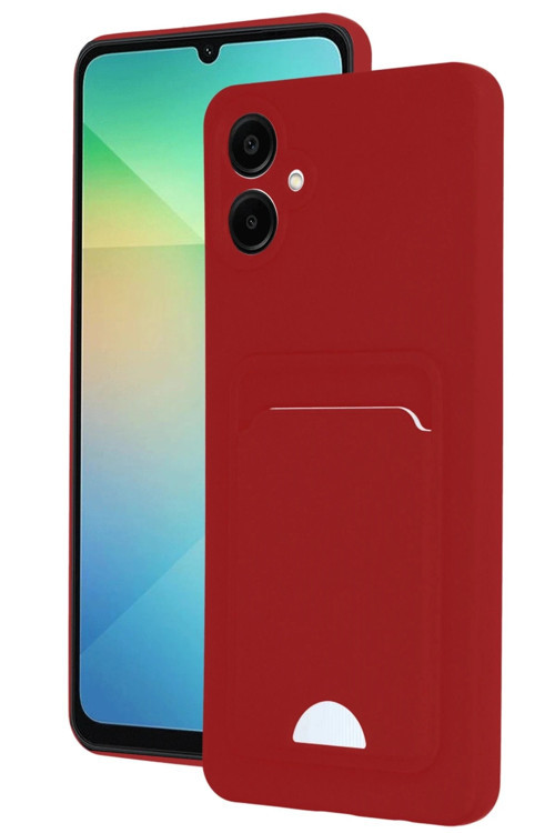 Samsung Galaxy A06 Kılıf Kelvin Kartvizitli Silikon - Kırmızı-(5796)