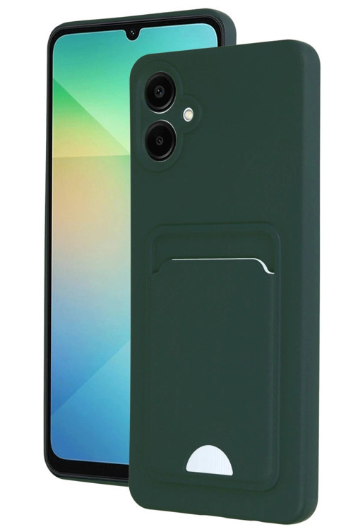Samsung Galaxy A06 Kılıf Kelvin Kartvizitli Silikon - Koyu Yeşil-(5796)