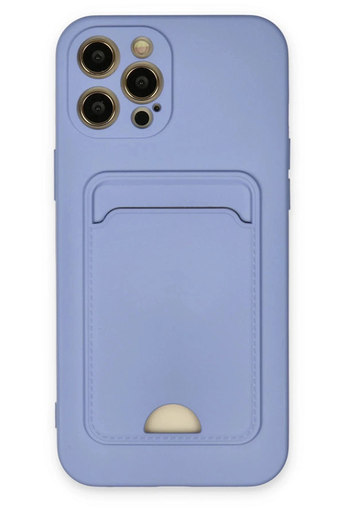 iPhone 12 Pro Max Kılıf Kelvin Kartvizitli Silikon - Lila-(5796)