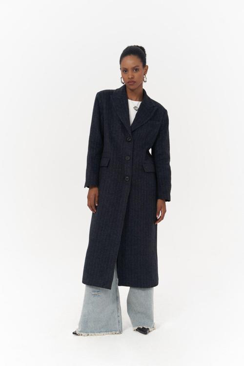 Gasadalur Çizgili Lacivert Masculine Kaban