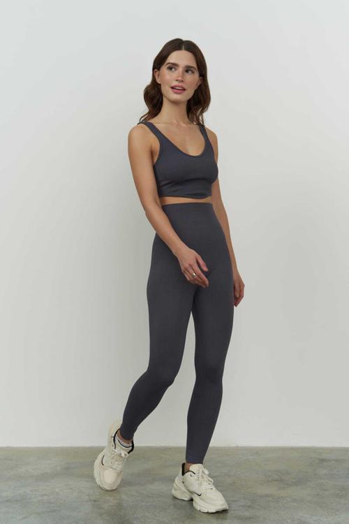 Mai Jade Antrasit Dikişsiz Fitilli Tayt