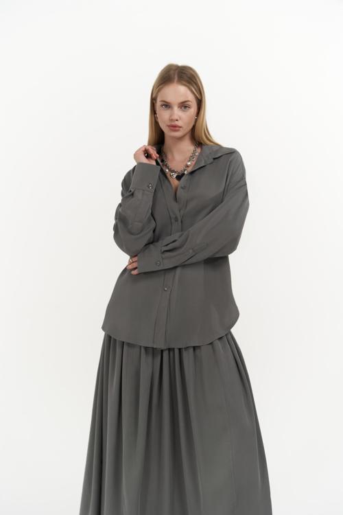 Ginevra Gri Gömlek Etek Takım