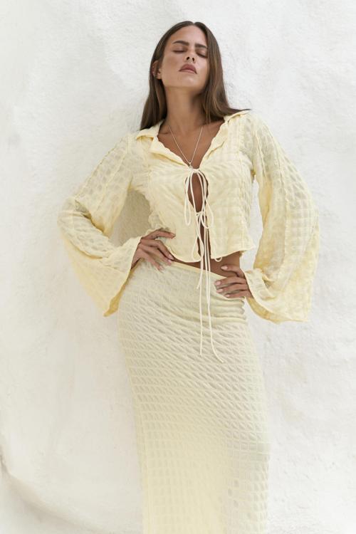 Rania Sarı Gömlek Etek Takım