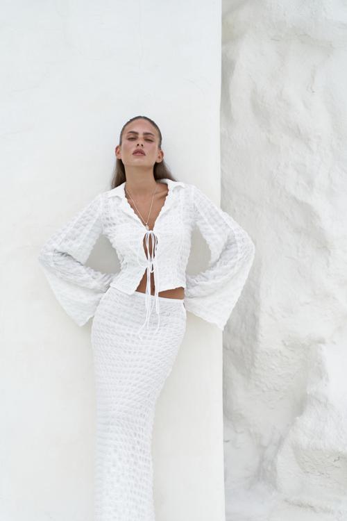 Rania Ekru Gömlek Etek Takım