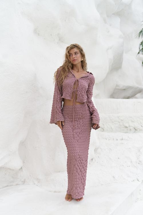 Rania Açık Bordo Gömlek Etek Takım