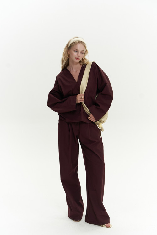 Blenham Bordo Gömlek Pantolon Takım