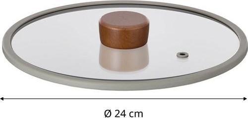 0128 D-NEOG024 FIKA 24CM DUZ SILIKON CERCEVELI CAM KAPAK GRI