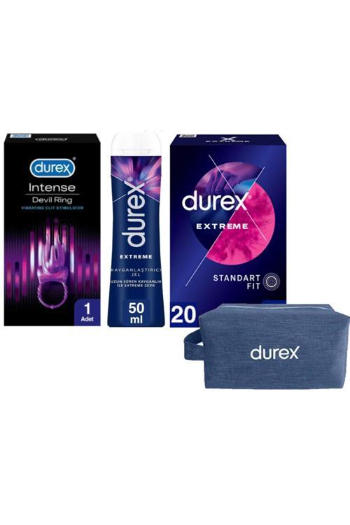 Devil Ring Titreşimli Halka + Extreme Jel 200 Ml +Durex Extreme 20 Li Prezervatif+Çanta
