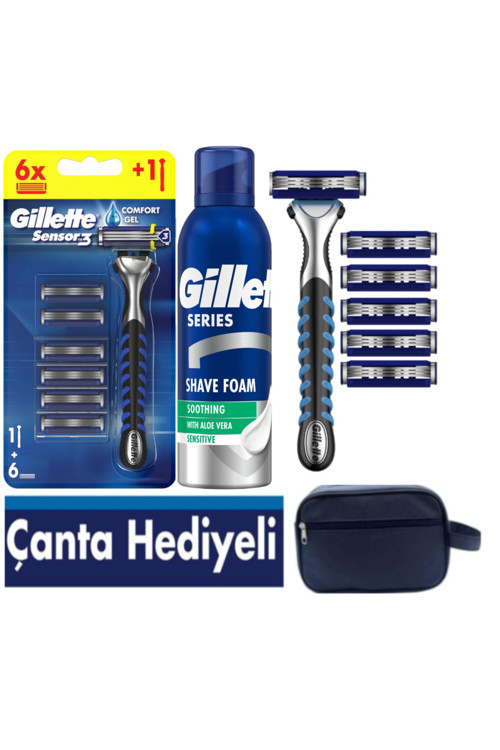 Sensor3 Erkek Tıraş Seti – 6 Bıçak + 200 Ml Tıraş Köpük + Çanta Hediyeli