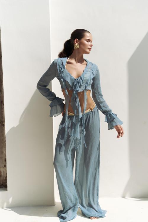 Olivia Mavi Gömlek Pantolon Takım