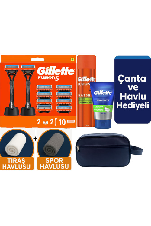 Fusion 2 Makine+10 Yedek Tıraş Bıçağı+2 Stand+200 Ml Jel +Balsam +Çanta +Havlu Hediye