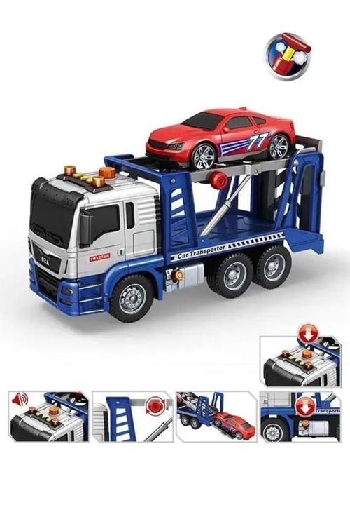 Işıklı Sesli Pilli Araç Taşıyıcı Fonksiyonlu Çekici Oyuncak Kamyon Araba