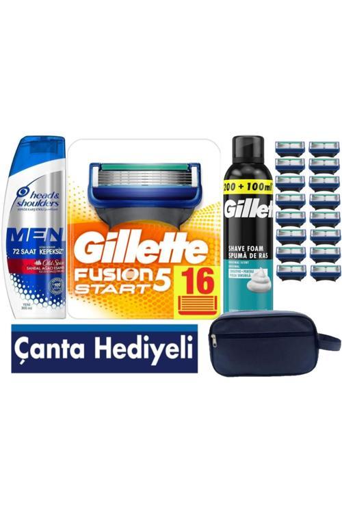 Fusion Start 16 Yedek Tıraş Bıçağı +300 Ml Köpük+300 Ml Şampuan +Çanta