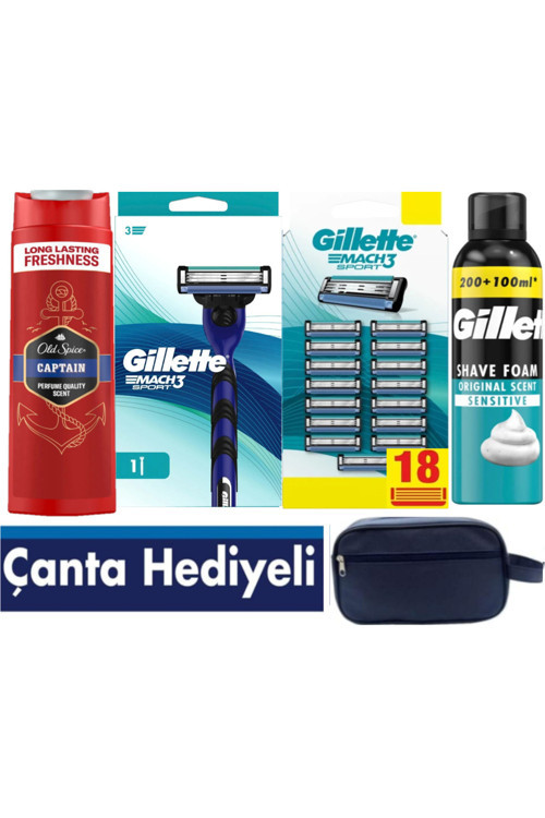 Mach3 Sport Makine+18 Yedek Bıçağı + 300Ml Köpük +Oldspice 400Ml Şampuan +Çanta