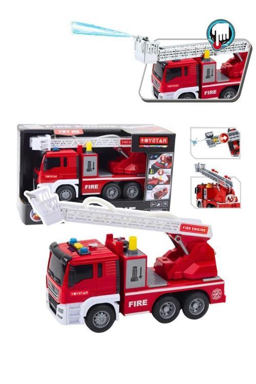 Sesli Işıklı Pilli Merdivenli Full Fonksiyon Su Püskürtme Oyuncak Eğitici İtfaiye Arabası