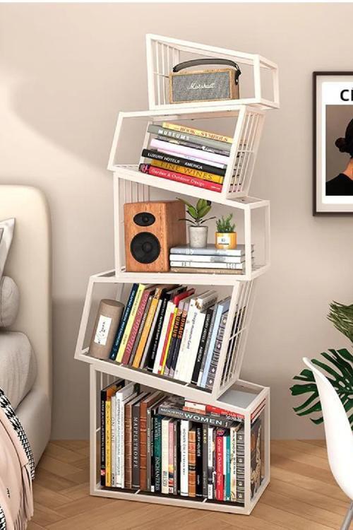 Metal Beyaz Renk Endüstriyel Tasarım Kolay Kurulum Puzzle Kitaplık Aksesuar Rafı