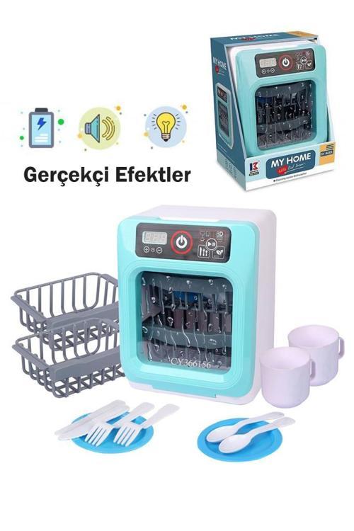 Pilli Işıklı Sesli Aparatlı Eğitici Evcilik Oyuncak Bulaşık Makinesi