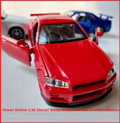 Nissan Skyline Gtr R34 Ares 1.36 Diecast Orjinal Metal Araba Kapı Açılır Pullback Kırmızı