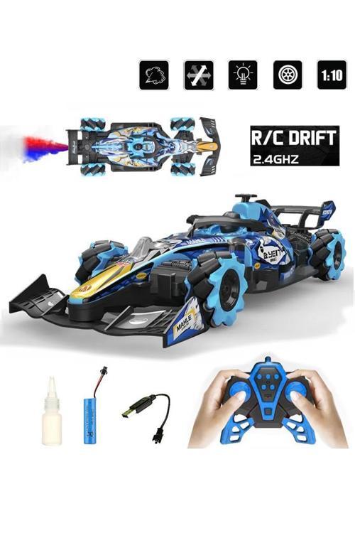 Sesli Işıklı Şarjlı 1:10 Büyük Ölçek Kumandalı Duman Atan Full Fonksiyon F1 Araç RC Oyuncak Araba