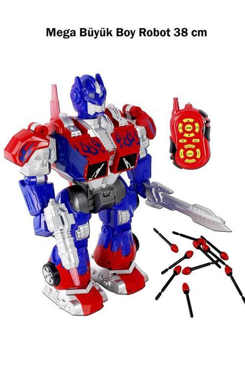 Mega Büyük Oyuncak Uzaktan Kumandalı Sünger Atan Işıklı Sesli Transformers Dev Robot Optimus