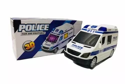 Pilli Işıklı Müzikli Oyuncak Polis Minübüsü - 329