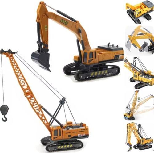 Oyuncak Metal Kırılmaz Iş Makinaları Paletli Ekskavatör + Vinç Erkek Çocuk Oyuncak Depomiks