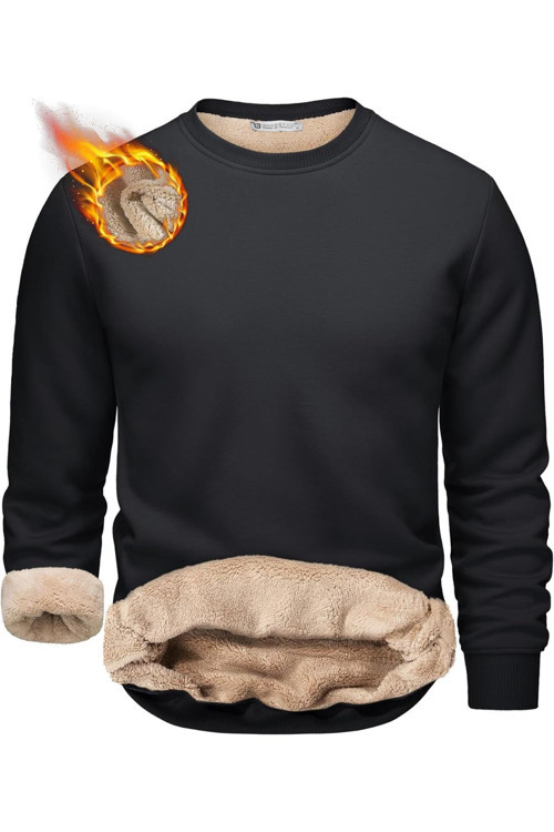 Erkek Ultra Termal Sherpa Peluş Astarlı Bisiklet Yaka Sweatshirt