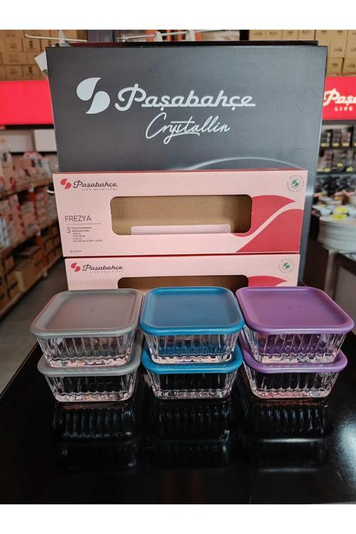 frezya kapaklı cam saklama kabı 6 lı kahvaltılık 3 renk