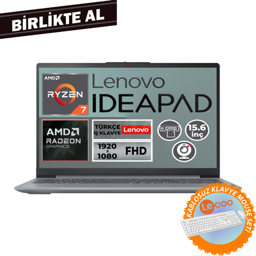 IdeaPad Slim 3 Ryzen 7 5825U 16GB 512GB SSD 15.6" Fdos Laptop+Klavye-Mouse Set 82XM00U4TX 004