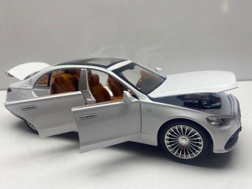 Diecast,Metal Araba Mercedes S600L Kaput Bagaj Açılır Çek Bırak Model Araba Sesli Işıklı 22cm