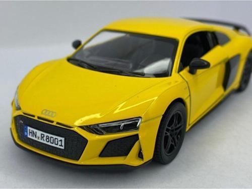 2020 Audi R8 Coupe - Çek Bırak 5inch. Lisanslı Model Araba, Oyuncak Araba 1:36 Sarı