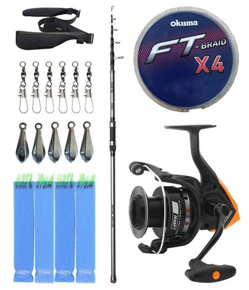 Hazır Olta Seti Okuma Alaris Light Tele Surf 420cm 100-250gr Surf Kamışı &Okuma JAW-55 3+1BB Olta Makinesi