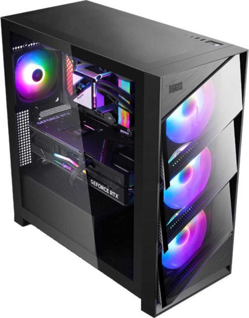 Air 4x ARGB USB 3.0 + Type C PSU Yok ATX Mid Tower Gaming Bilgisayar Kasası Siyah