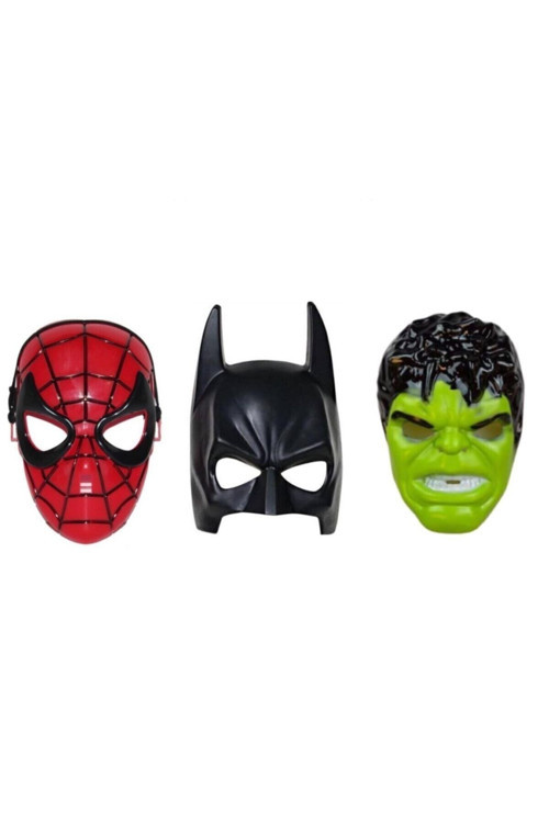 Avengers Süper Set Spiderman Örümcek Adam Batman Hulk Maske 3 Adet
