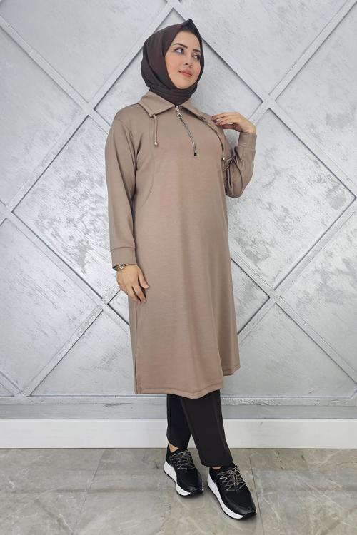KADIN FERMUARLI BAĞCIKLI TESETTÜR TUNİK