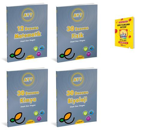 Endemik AYT Matematik Fizik Kimya ve Biyoloji 4lü Denemeleri + Planlama Defteri