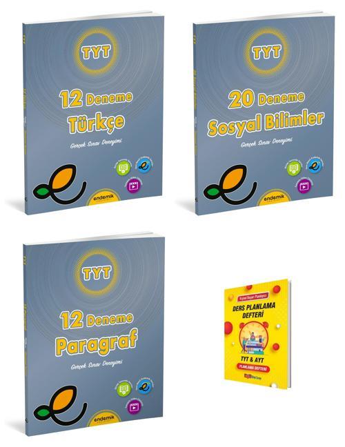 Endemik TYT Türkçe Sosyal ve Paragraf 3lü Denemeleri + Planlama Defteri