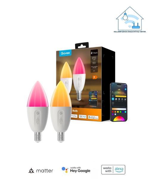 RGBWW Matter Destekli E14 Akıllı Ampul - 2'li Paket