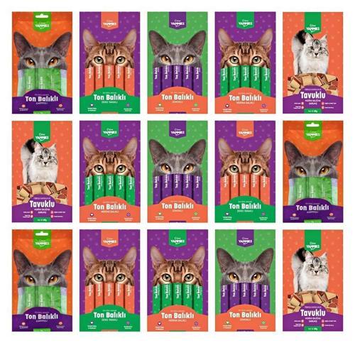 Kiwi Yammies Karışık Sıvı Kedi Ödül Maması*15 Paket