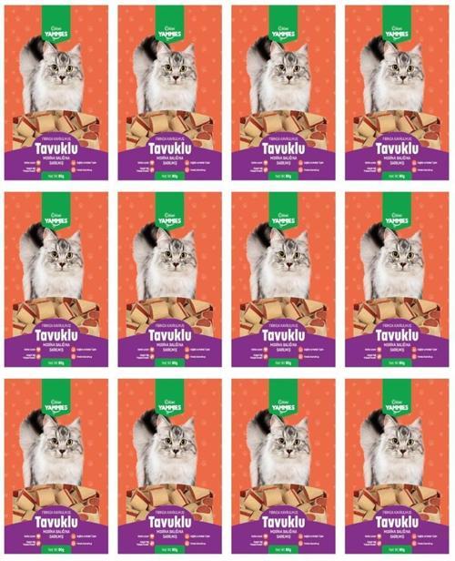 Kiwi Yammies Tavuklu Morina Balığına Sarılmış Kedi Ödül Maması*12 Paket
