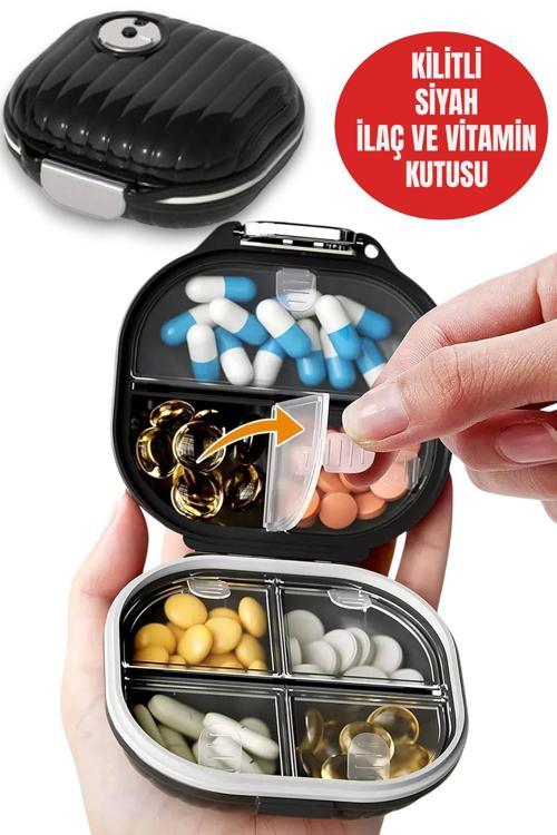 Siyah 7 Bölmeli Hap Kutusu – Sızdırmaz Vitamin ve İlaç Düzenleyici, Ceplik Seyahat Kabı Mini