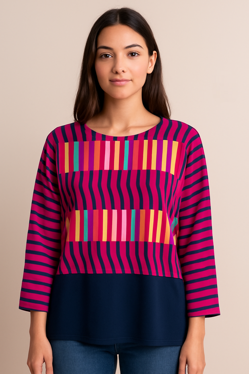 Çizgili kadın bluz