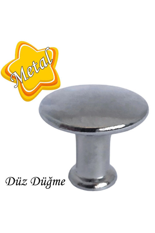 Düz Düğme Çekmece Dolap Dolabı Kulpu Kulbu Krom Metal Daire Kulpları Mobilya Mutfak (7 Adet)