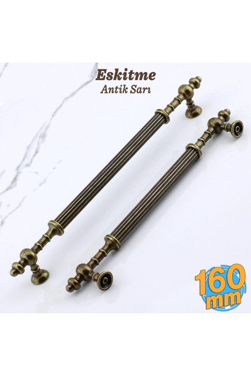 Saygın Eskitme Antik Sarı Metal Kulp 160 Mm Mobilya Mutfak Dolabı Dolap Çekme Kulbu (1 Adet)