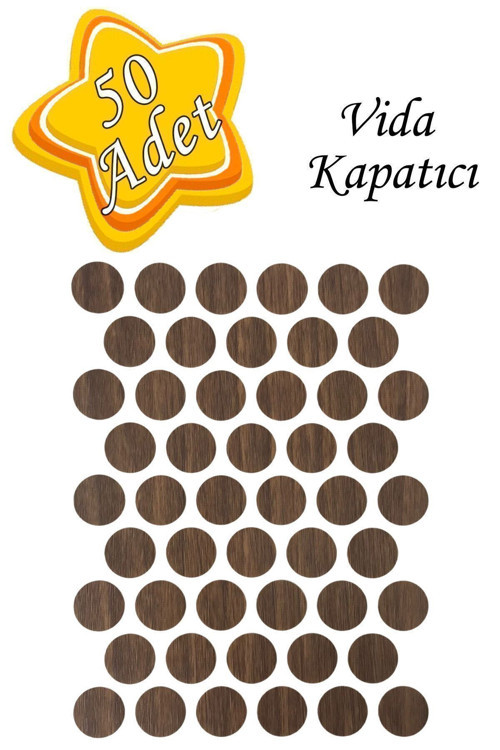 Yapışkanlı Vida Gizleme Yapıştırma Vida Tapası Tıpası(50 Adet) - Kahverengi