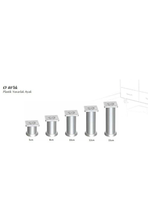 Ayarlanabilir Plastik Yuvarlak Ayak 40 X 12 - Mat Krom 5 Adet